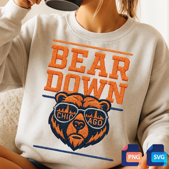 Bears Football SVG, Vintage Chicago Football PNG, Retro Chicago Game Day svg,Bears  Embroidery Style,Chicago Bears Sunglasses Digital Design