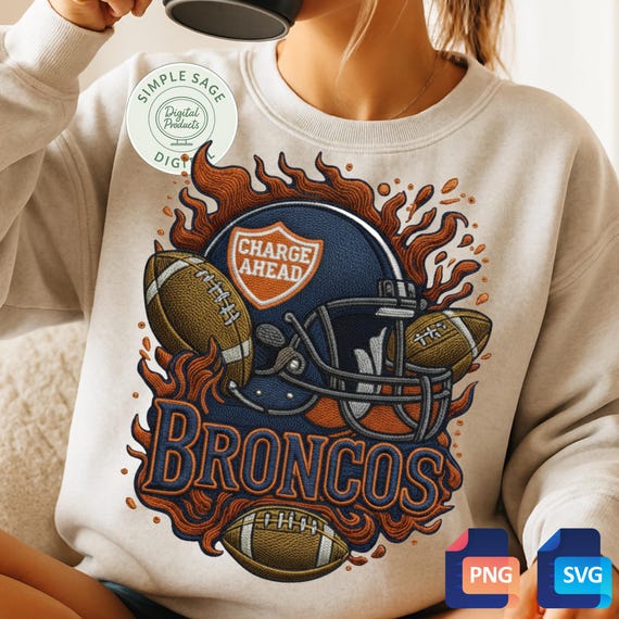 Broncos Football Helmet Fan Art: Team Colors SVG, PNG (Digital Download)