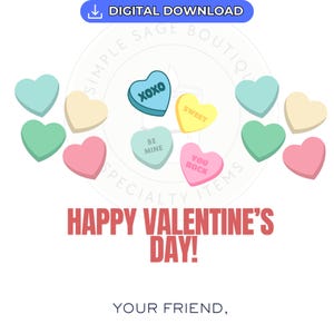 Candy Hearts Valentine Cards Printable, Valentines for Kids, Conversation Valentine Hearts, Printable, Digital Download, Valentine SVG, PNG