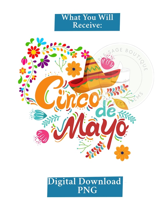 Cinco de Mayo Floral PNG: Mexican Fiesta Design (Digital File)