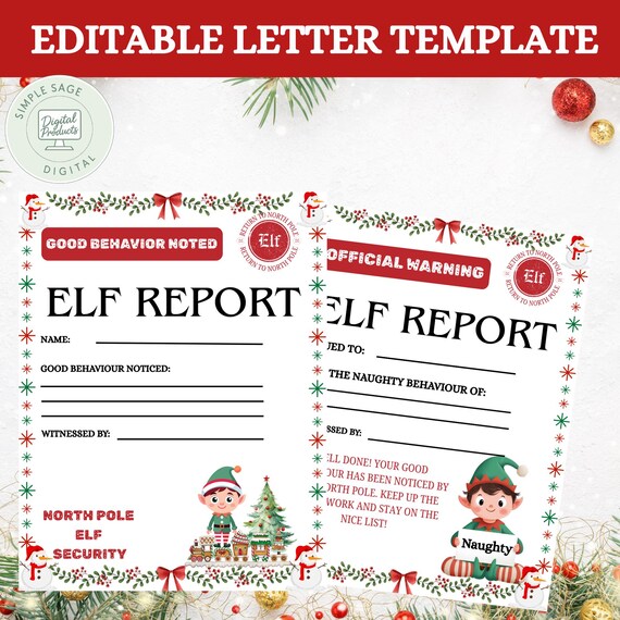 Editable Elf Letter | Naughty or Nice Christmas Note (Instant Download)