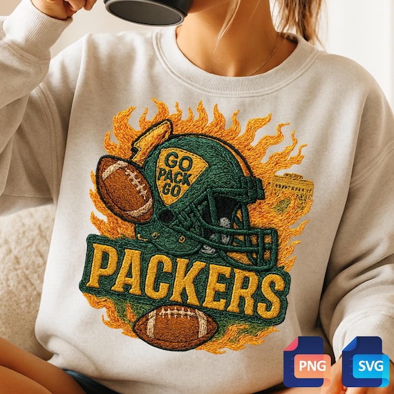 Packers Embroidery-Style SVG & PNG – Go Pack Go Green Gold