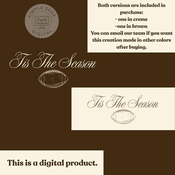 Fall Football PNG: "Tis The Season" & "Touchdown Season" (Digital Download)