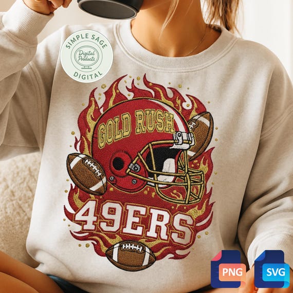 49ers Football Helmet Fan Art: Red & Gold SVG, PNG (Digital Download)