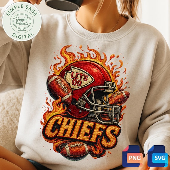 Chiefs Football Embroidery style Design: Game Day PNG, SVG (Digital Download)