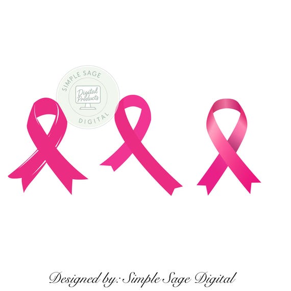 Pink Breast Cancer Awareness Ribbon PNG Bundle: Transparent Design (Digital Download)