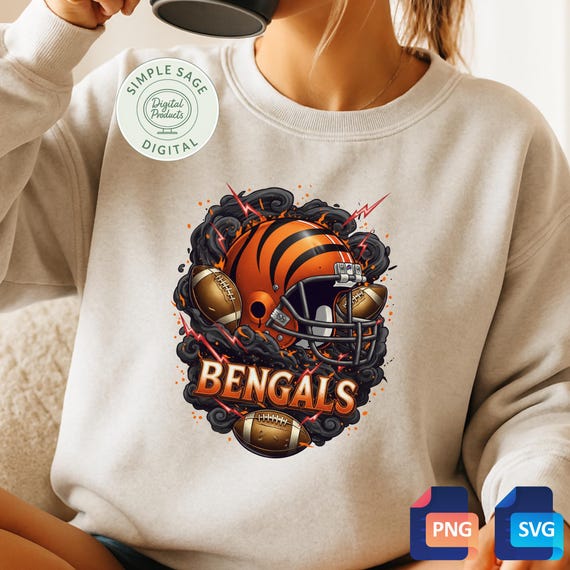 Bengals Football Helmet SVG PNG: Game Day Sports Fan Clipart (Digital Download)