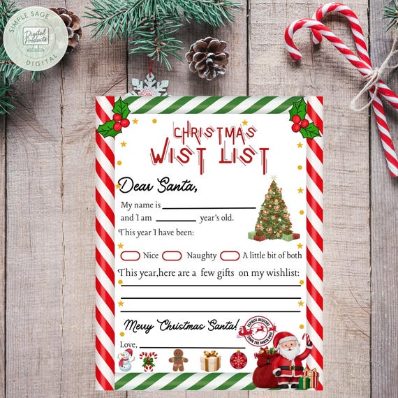 Kids' Christmas Wish List: Letter to Santa Printable (PDF)