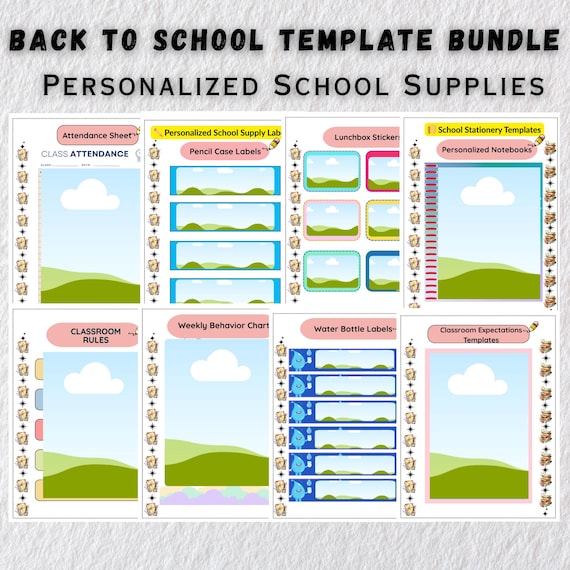Back to School Canva Template Bundle: Personalized School Supplies, PLR Rights