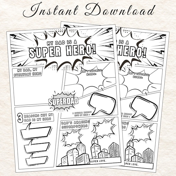 Superhero Dad Printable: Father's Day Kids Activity (Instant Download PDF)