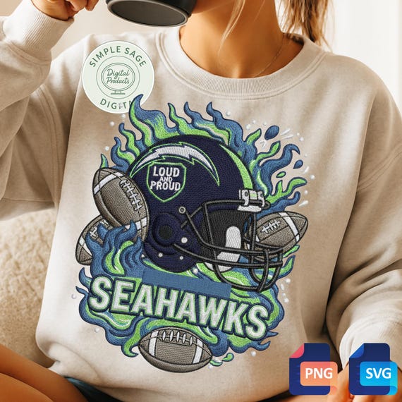 Seahawks Football Helmet Fan Art: Team Colors SVG, PNG (Digital Download)