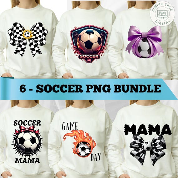 Retro Soccer Clipart Bundle: Coquette Bow, Checkered Patterns (PNG, PDF Digital Download