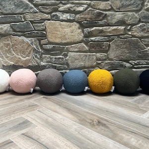 Boucle Ball, Sphere Decorative Pillow Nordic, Scandinavian, Cushion Modern Minimalist, Home Decor, Handmade zdjęcie 2
