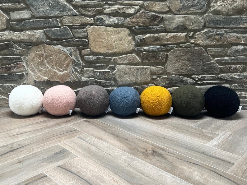 Boucle Ball, Sphere Decorative Pillow Nordic, Scandinavian, Cushion Modern Minimalist, Home Decor, Handmade zdjęcie 2