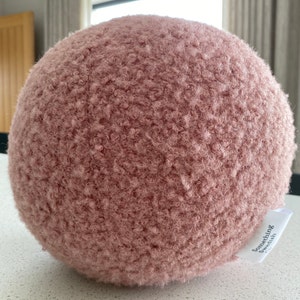 Boucle Ball, Sphere Decorative Pillow Nordic, Scandinavian, Cushion Modern Minimalist, Home Decor, Handmade Dusty Pink