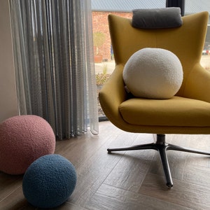 Boucle Ball, Sphere Decorative Pillow Nordic, Scandinavian, Cushion Modern Minimalist, Home Decor, Handmade zdjęcie 5
