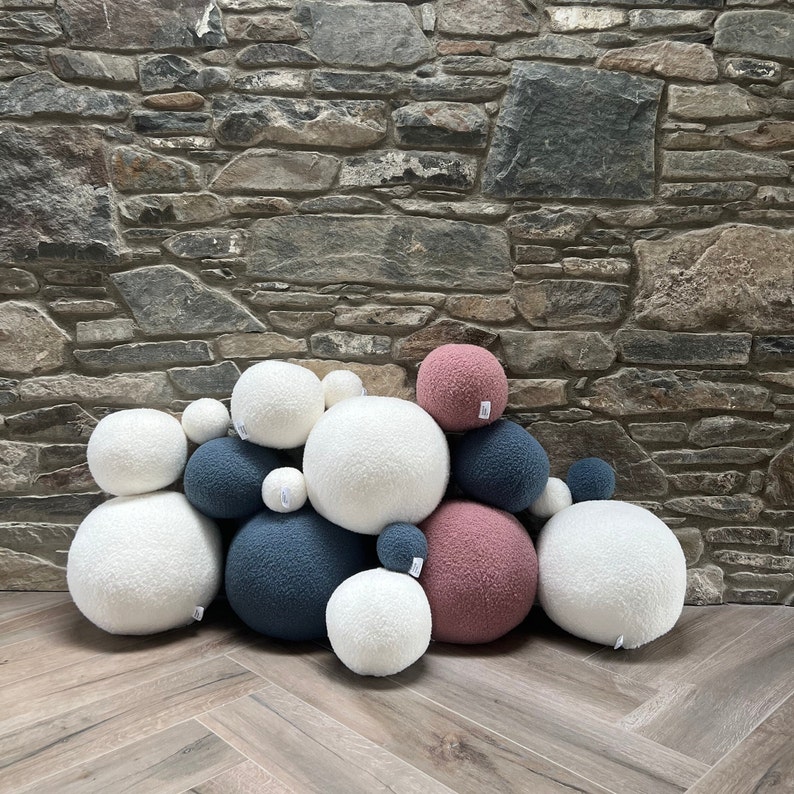 Boucle Ball, Sphere Decorative Pillow Nordic, Scandinavian, Cushion Modern Minimalist, Home Decor, Handmade zdjęcie 4