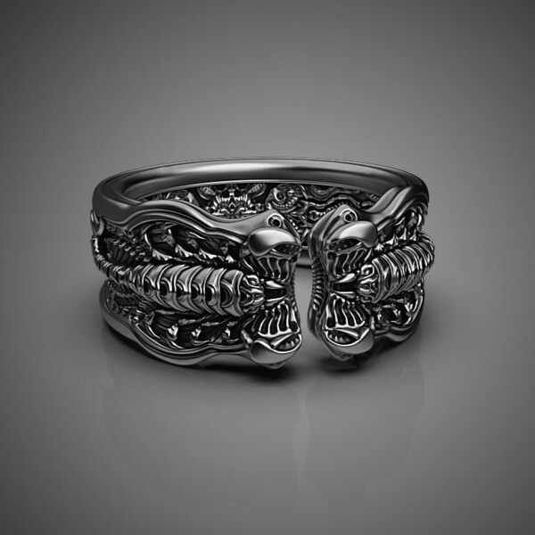 Skorpion handgemachter Sterling Silber Herrenring verstellbar, Skorpion Sternzeichen Biker Ring, Skorpion Astrologie verstellbarer Schmuck, Ring für Männer