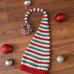 Crochet Christmas long tail elf hat | photo prop | newborn Christmas hat | Holiday hat | santa hat | newborn photo prop | elf hat