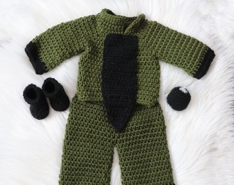 Crochet Baby EOD set | military set | photo prop | Baby bomber suit