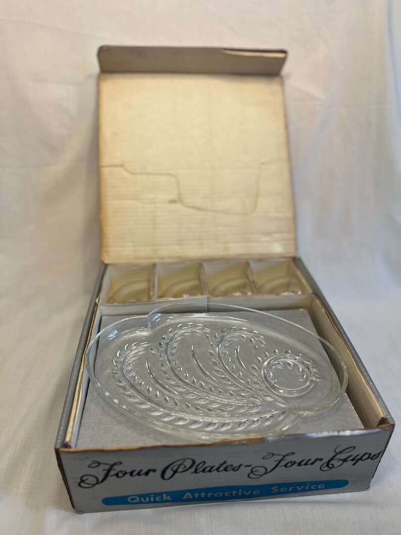 Vintage Federal Glass Hospitality Snack Set With Original Box Etsy