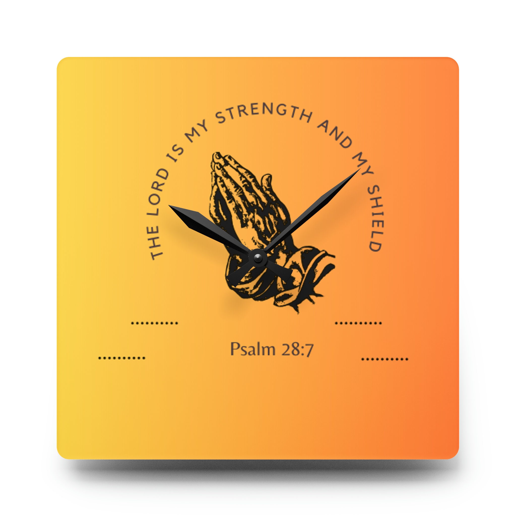 Praying Hands Clock Bible Verse Square Wall Clock, Psalm 287 Wall