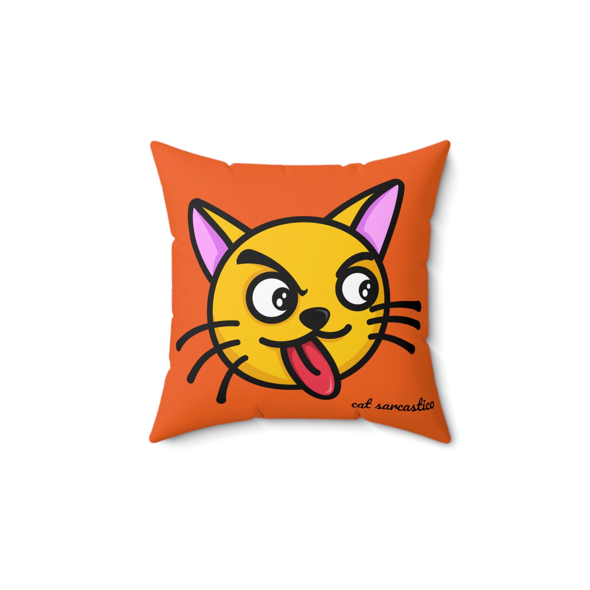 Coussin carré Sarcastico chat orange et chat diable