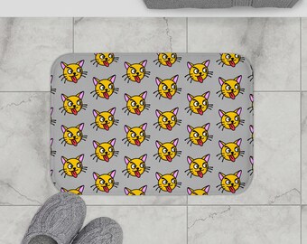 Sassy Cat Pattern Bath Mat