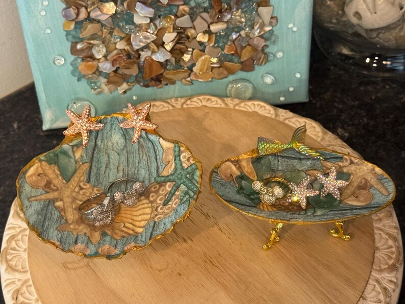 Decoupage Seashell Trinket Dish: Starfish Coastal Home Decor - Etsy