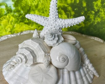 Starfish Beach Wedding Cake Topper, coastal home Decor, Coastal table decor, Seashell cake topper, seashell gift, Christmas seashell gift