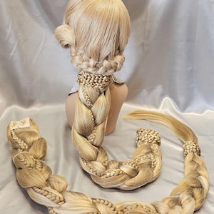 Regalo Niña Princesa Peluca Rapunzel Con Trenza Para Niña - Accesorio Princesa Para Cumpleaños, Cosplay Y Fiestas (Color Rubio) Diadema Frozen Niña