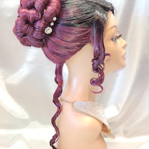 Jennifer, Indigo Blau Hochsteckfrisur, Synthetische Benutzerdefinierte Perücke, gestylte Perücken, Lace Front, Abschlussball, Hochzeit, Luxusperücke, Alltagsperücke, Muttertag