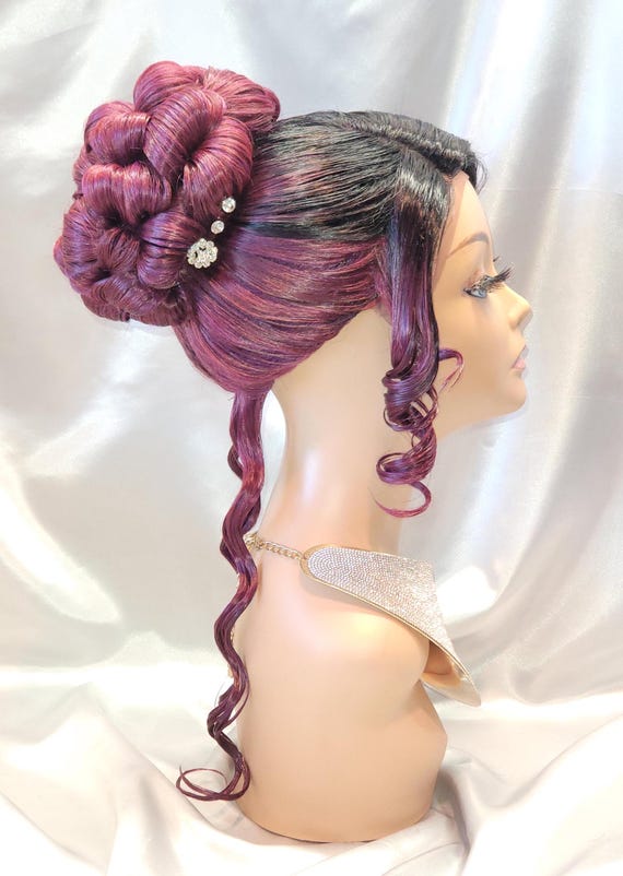 Purple updo wig hotsell