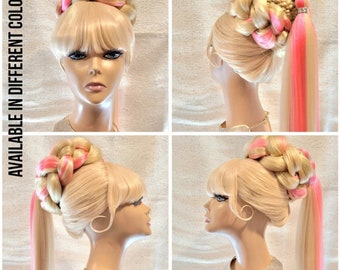 I Dream of Jeannie Beehive Style, French Braid, Synthetic Custom Wig, Styled Wigs, Party Wig, Luxury Wig, Dragon con, comic con