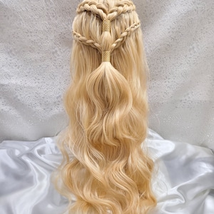 Dragon Queen Inspired Wig #2, Silver Dragon Queen Wig, Fantasy Braided Lace Front Wig, Braided Ice Queen Wig, ComiCon costume wig, Cosplay