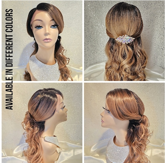 Esmeralda Half up Half Down Lace Front Custom Wig Styled Wigs Prom Wedding Wig Party Wig Luxury Wig Everyday Wig Alopecia Wig Chemo Etsy
