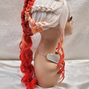 Dragon Queen Inspired Wig #1, Silver Dragon Queen Wig, Fantasy Braided Lace Front Wig, Braided Ice Queen Wig, ComiCon costume wig, Cosplay
