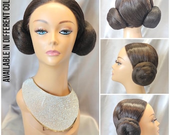 Star Wars-Princess Leia Lace Front wig, Leia side buns, custom wig, handmade styled Wigs, comic con costume wig, styled wigs