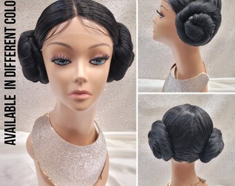 Star Wars-Princess Leia Lace Front wig, Leia side buns, custom wig, handmade styled Wigs, comic con costume wig, styled wigs