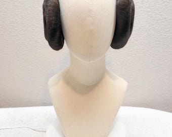 Space Princess Leia Inspired Double Buns 6&quot; Handmade Drawstring Hairpiece Wig Not Included, Leia Inspired Wig Dual Bun Cosplay SciFi Royalty