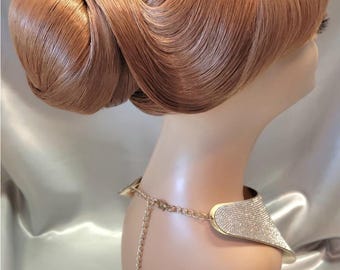 Kate, Wrapped Updo with curtain bang, Synthetic Custom Wig, Pre-Styled Wig , Prom, Wedding, Luxury Wig, Chemo Wig, Alopecia Wig, Church Wig