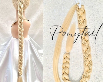 34"-36" Luxury Braid Ponytail Extension, Custom Braid hair piece, Synthetic Party Wig Ponytail Extension