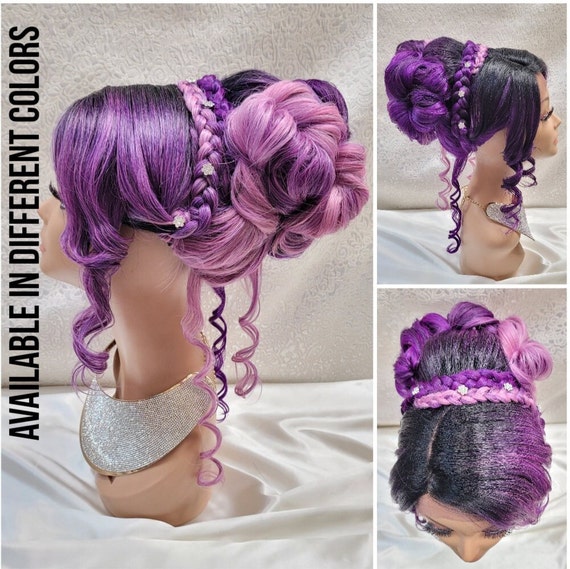 Purple updo wig deals