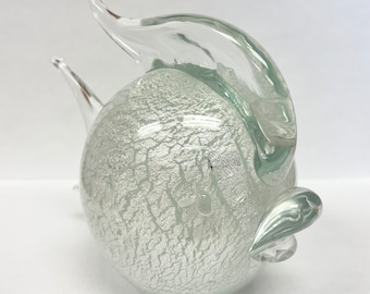 Vintage Murano Glass Silver Leaf Blow/Puffer Fish-Signed La Murrina-Excellent Condition-RARE