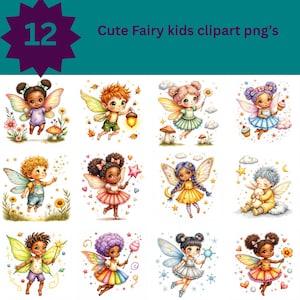 Fairy Kids Clipart PNG Bundle – 12 Cute Magical Fairy Children for Stickers, Crafts & Invites