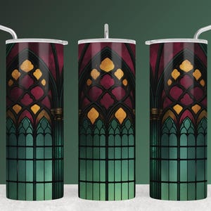 Emballage de verre pour vitrail PNG – Gobelet mince cathédrale gothique 20 oz sublimation
