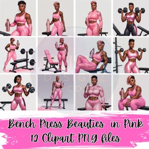 Woman workout Clipart Pink Fitness Girl PNGs for DIY Gifts Sublimation Invitations & Gym Teacher Printables