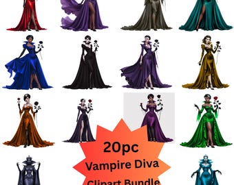 Halloween vampire Woman Clipart Bundle Gothic Fashion PNGs for Halloween Invitations