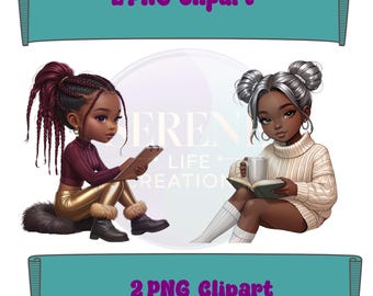Chibi Girl Clipart Set | Cozy Productive Feminine PNG Characters for Journals & Planners