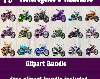 Motorcycle clipart bundle for sublimation, with matching biker helmet png